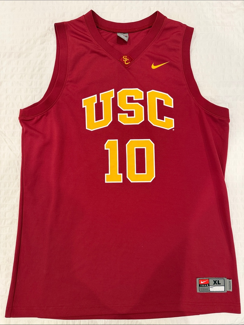 Nike Red USC Basketball Jersey with Yellow Accents